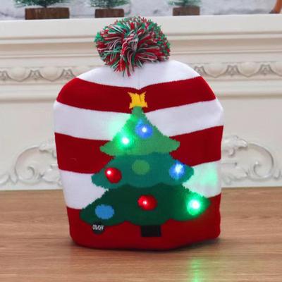 Вязаная шапка со светодиодами, узор Санта Клауса, оленя, рождественской елки, зимняя светящаяся шапка, аксессуар для праздничной атмосферы