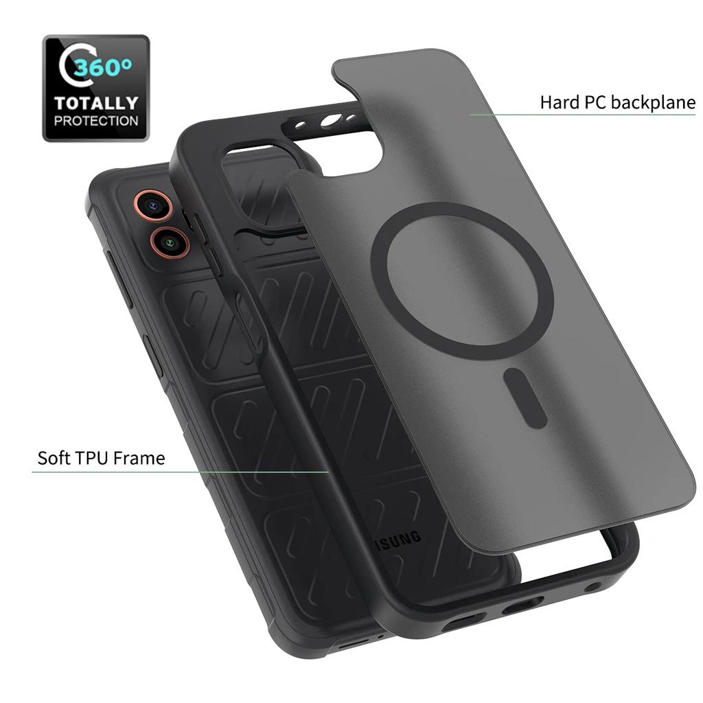 Магнитный чехол Skin Feel Shield для Samsung Galaxy XCover7 Pro Magsafe Беспроводная зарядка ТПУ Рамка Жесткий Пластик Чехол для Телефона