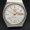 VINTAGE SEIKO 5 AUTOMATIC 6309A JAPAN MENS WHITE COLOR DIAL WATCH A702635-1 R209-a702635