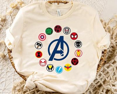 Логотип Мстителей Marvel Персонажи Мстители Соберитесь Унисекс Взрослый Детская Футболка