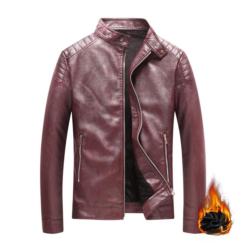 Leather Jacket Men's PU Leather Jacket Autumn and Winter Korean Version Trendy Stand-up Collar Locomotive Clothing Tooling Jacket