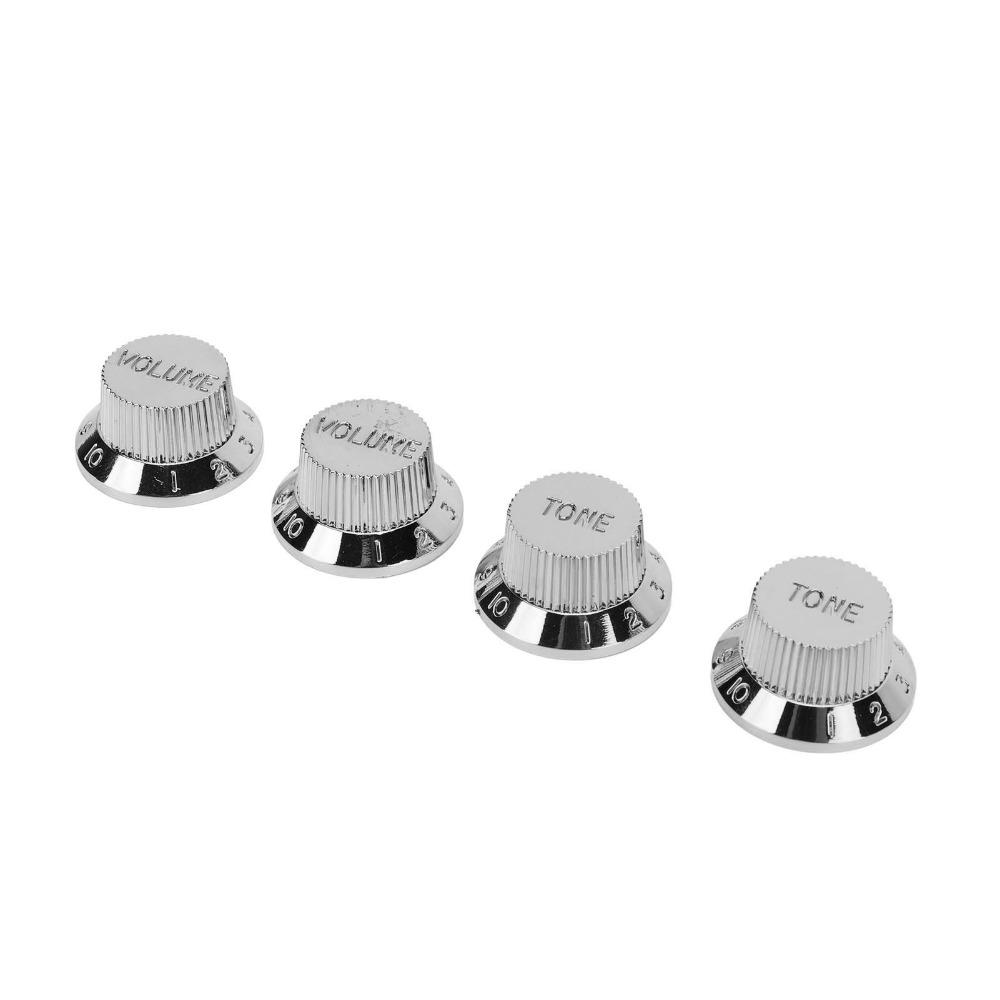 4PCS Silver/Gold Guitar Potentiometer Knob Set Polymer Electric Guitar Accessories Electric Guitar