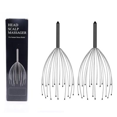 Массажер для головы Массажер для кожи головы 20 пальцев Чесалка для головы для расслабления кожи головы и тела (Черный и черный)