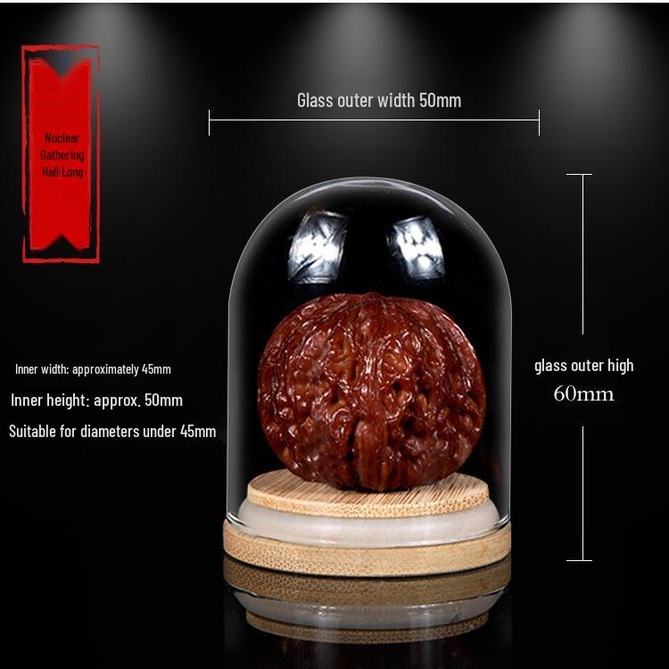 Дисплей для грецких орехов Вэньвань, тыквы и косточек оливы с бамбуковым основанием и стеклянным колпаком высокой прозрачности