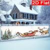 Christmas Yard Banner, Santa Claus and Reindeer Winter Holiday, reindeer patio winter decor