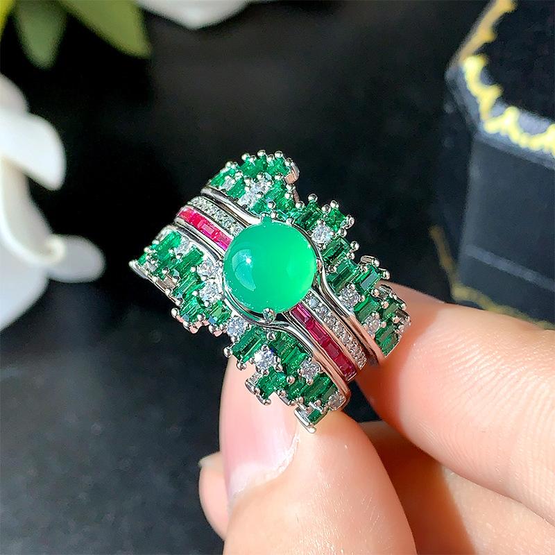 Ювелирные изделия, ювелирные изделия, кольца, двойные ювелирные изделия, фиолетовый свет изменит цвет, красный корунд, синяя шпинель, легкая роскошь, элитный женский стиль