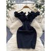 Dinner Birthday Party Dress for Women Sexy off-the-Shoulder Tube Top Mesh Patchwork Ruffled Split Hip Dress