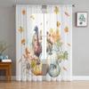 Thanksgiving Pumpkin Turkey Sheer Curtains For Living Room Bedroom Tulle Curtain For Kitchen Voile Curtain Blind Panels