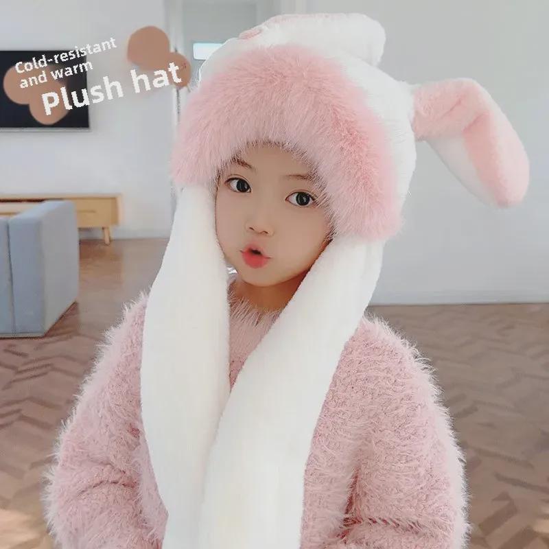 Милый детский комплект из шапки и шарфа с кроличьими ушками — мягкие, теплые и подвижные ушки для девочек.