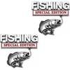 Fishing Special Edition Premium 3D Metal Vehicle Emblem Badge, Bass Fish Hook Design, Auto Decal for Truck SUV, Anglers, Self-Adhesive Exterior