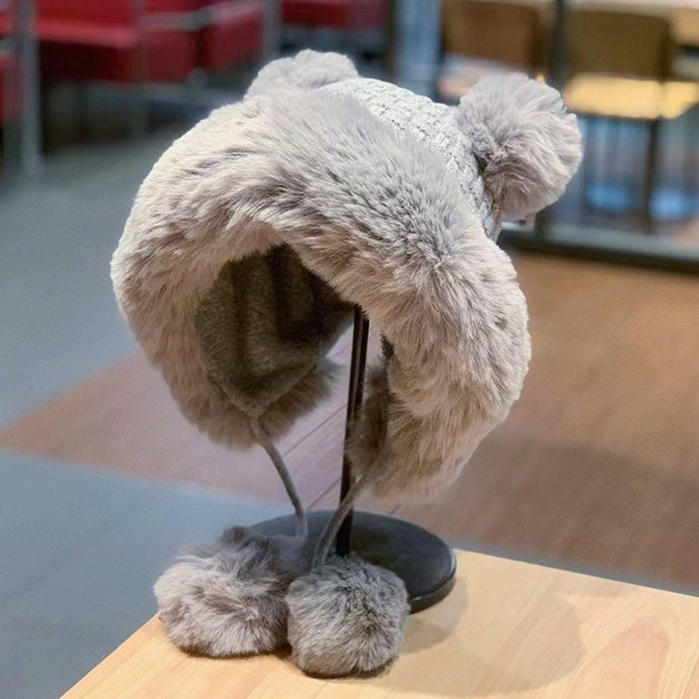 Утепленная зимняя шапка Каваи Шапка-ушанка Бархатная плюшевая шапка для женщин