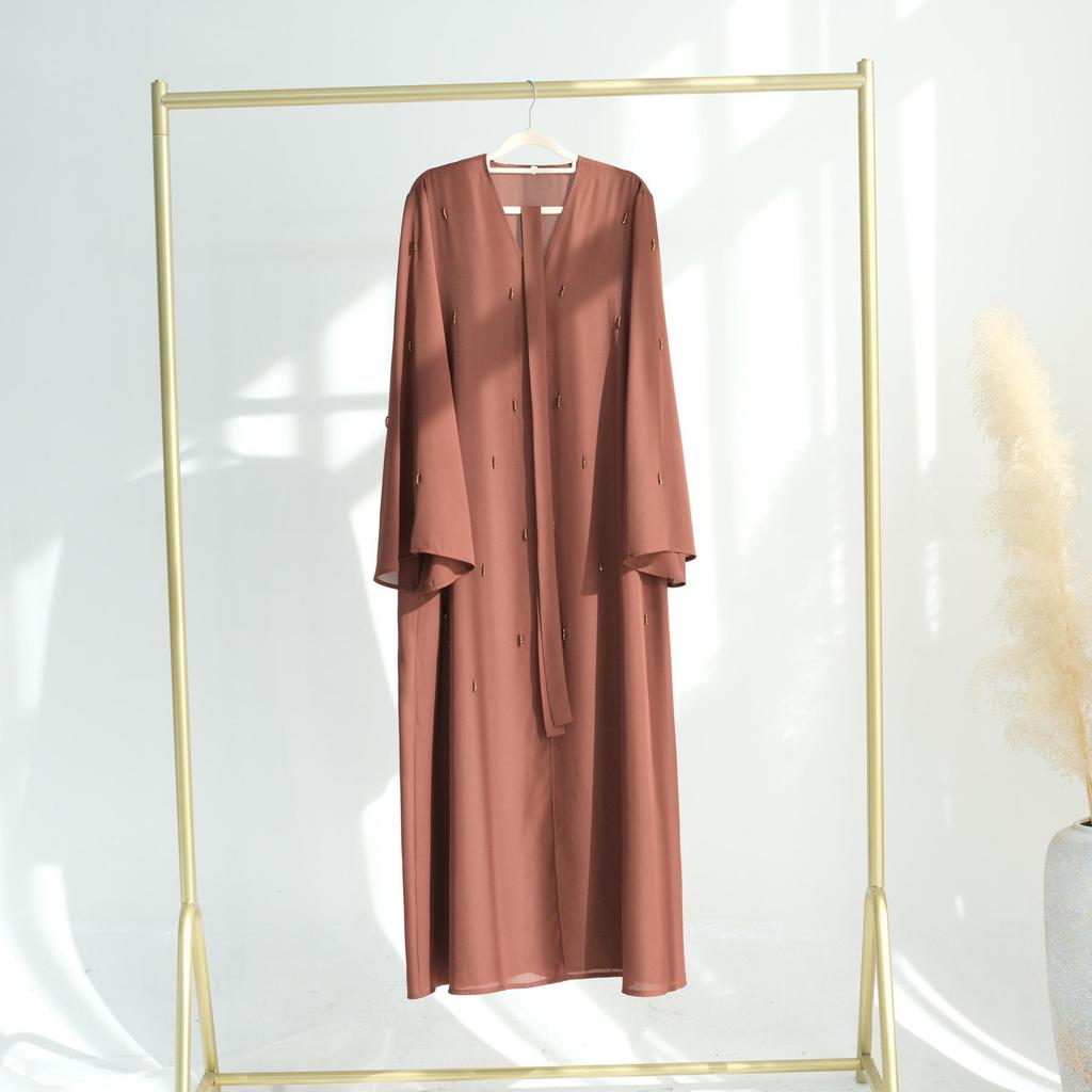 Кардиган-халат из лории, расшитый вручную бисером, Турция, LR959, на пуговицах