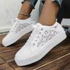 Women Shoes Fashion Summer Casual White Shoes Cutouts Lace Canvas Hollow Breathable Platform Flat Shoes Woman Sneakers