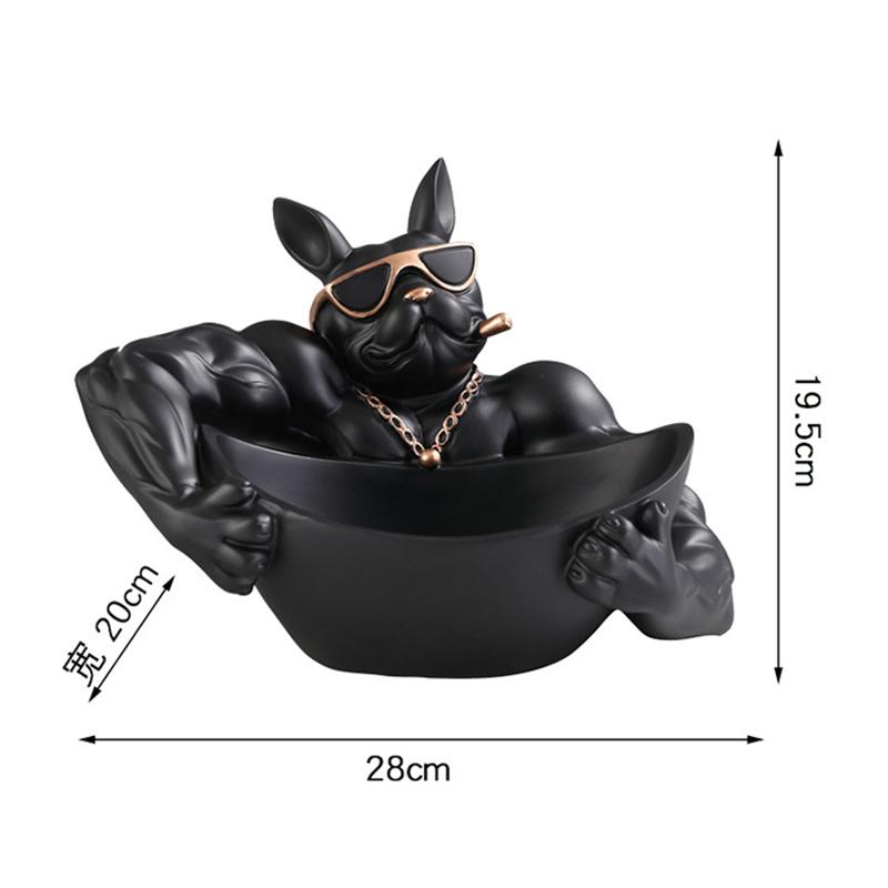 Creative Cool Dog Figurine Bulldog Statue Storage Box Animal Ornament Resin Craft Art Sculpture Figurine Home Decoration Gift