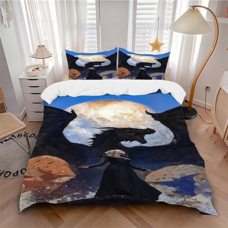 Dragon Moon Bedding 3 Piece Set Hd Print Duvet Cover Pillowcases For Teens Adult Bedroom Decoration Christmas Gift C9211364