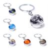 Sun Earth Double Side Glass Ball Nebula Moon Keychain Solar System Planet Keyring Luminous
