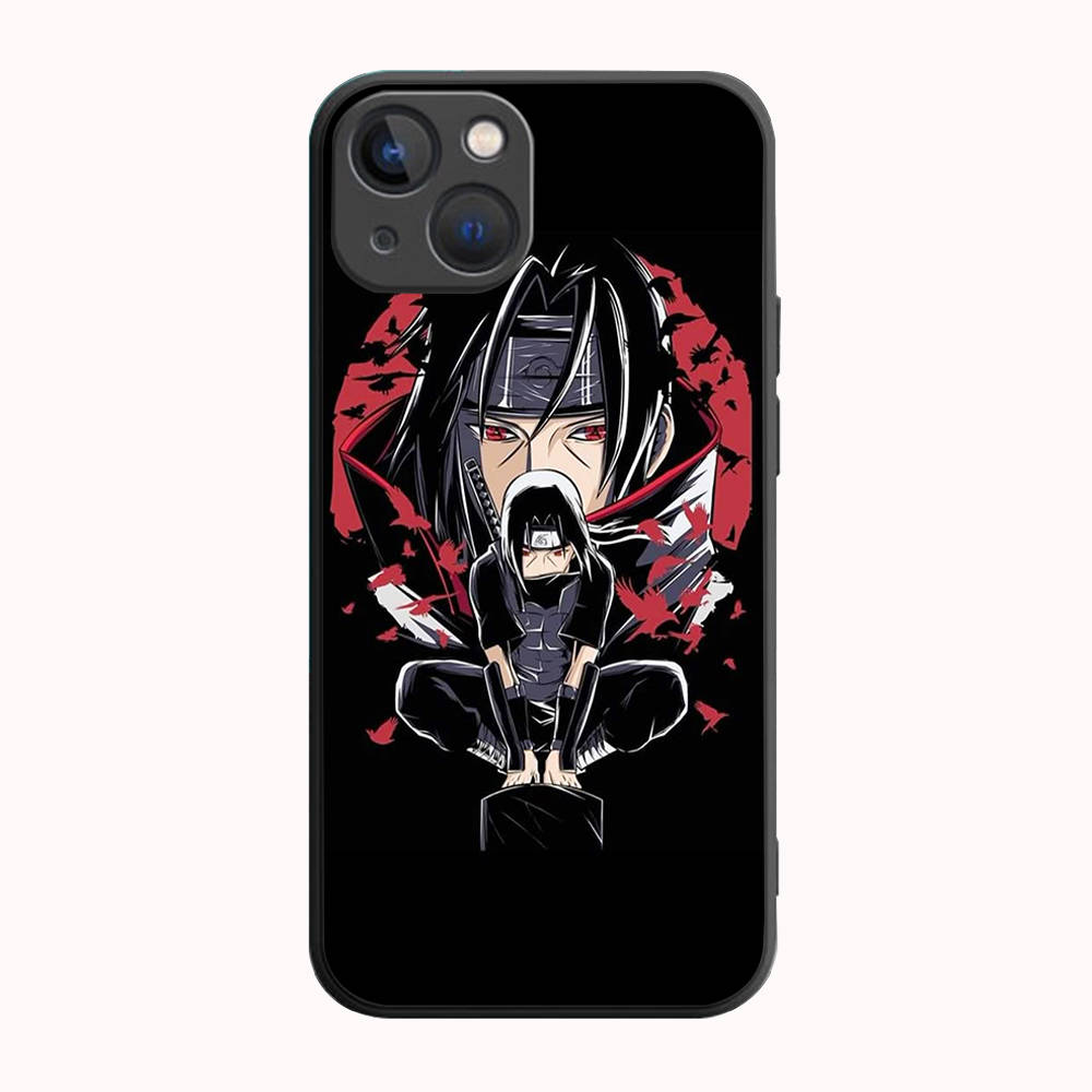 Черный чехол B-5 Naruto Itachi для Redmi 10A 10C 12C 13C 9A 9C 9T A3X Note 10 9 9S 10S iPhone 11 12 13 14 15 16 X XS Pro Max Mini 7 8 Plus XR