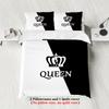 Комплект постельного белья из 3 предметов, модный, черный, серый, с принтом KING и QUEEN, мягкий, удобный, дышащий пододеяльник, для спальни, гостиницы