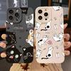 Милый мультяшный кот Силиконовый мягкий чехол для телефона Для iPhone 16 Pro Max 17 Air15 14 13 12 11 XS XR X 7 8 16 Plus Ударопрочный конфетный чехол