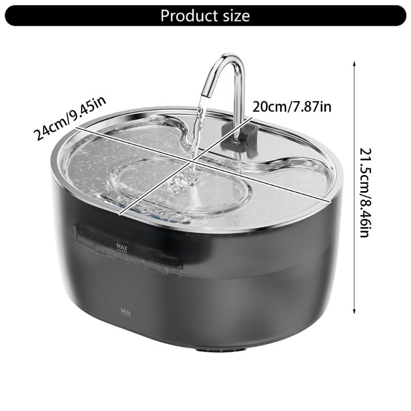 Stainless Steel Automatic Cat Water Fountain Large Capacity Self-Circulating Pet Drinking Bowl for Cats and Dogs Home Use