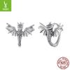 S925 Sterling Silver Retro Feilong Ear Buckle, Lucky Chinese Sterling Silver Full Body Earrings Earrings