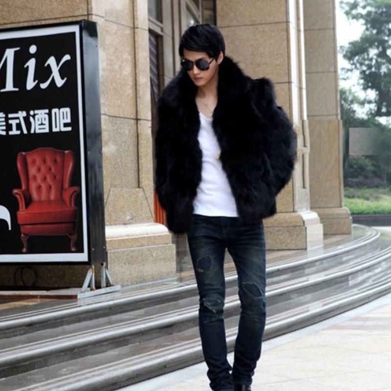Пальто из искусственного лисьего меха, мужское пальто из искусственного меха, ветровка, плюшевое пальто