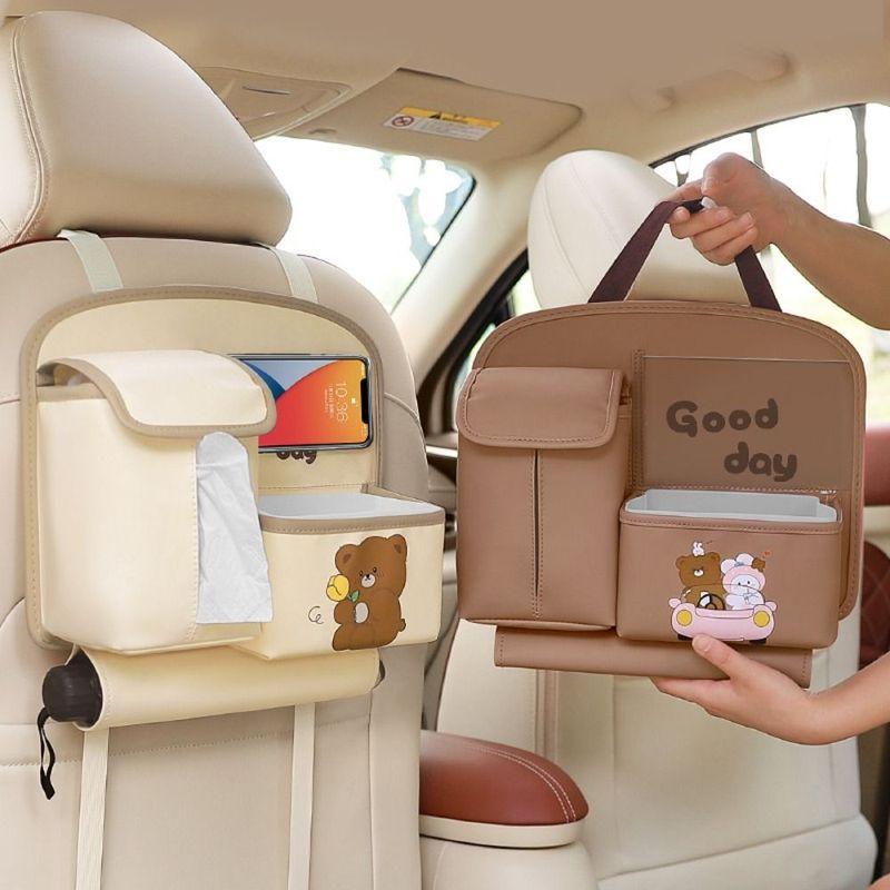 Multi functional Car Storage Bag Multi pocket Car Interior Back Seat Organizer Waterproof Cartoon Seat Back Organizer