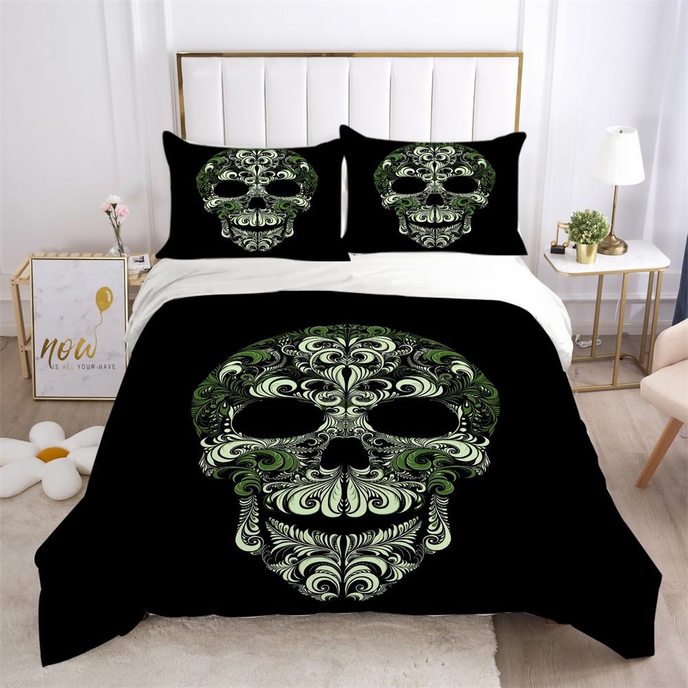 3D Skull Printing Duvet Cover Set Twin Size Microfiber Bedding Set Fashion High Ranking Cool Bedroom Decor