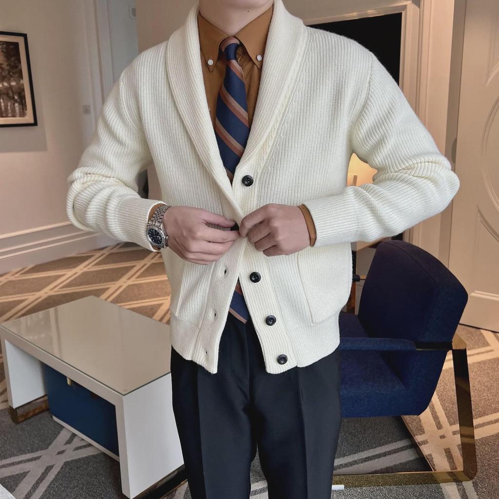 Мужской кардиган в британском ретро-стиле с V-образным вырезом - осень/зима 2023 г.