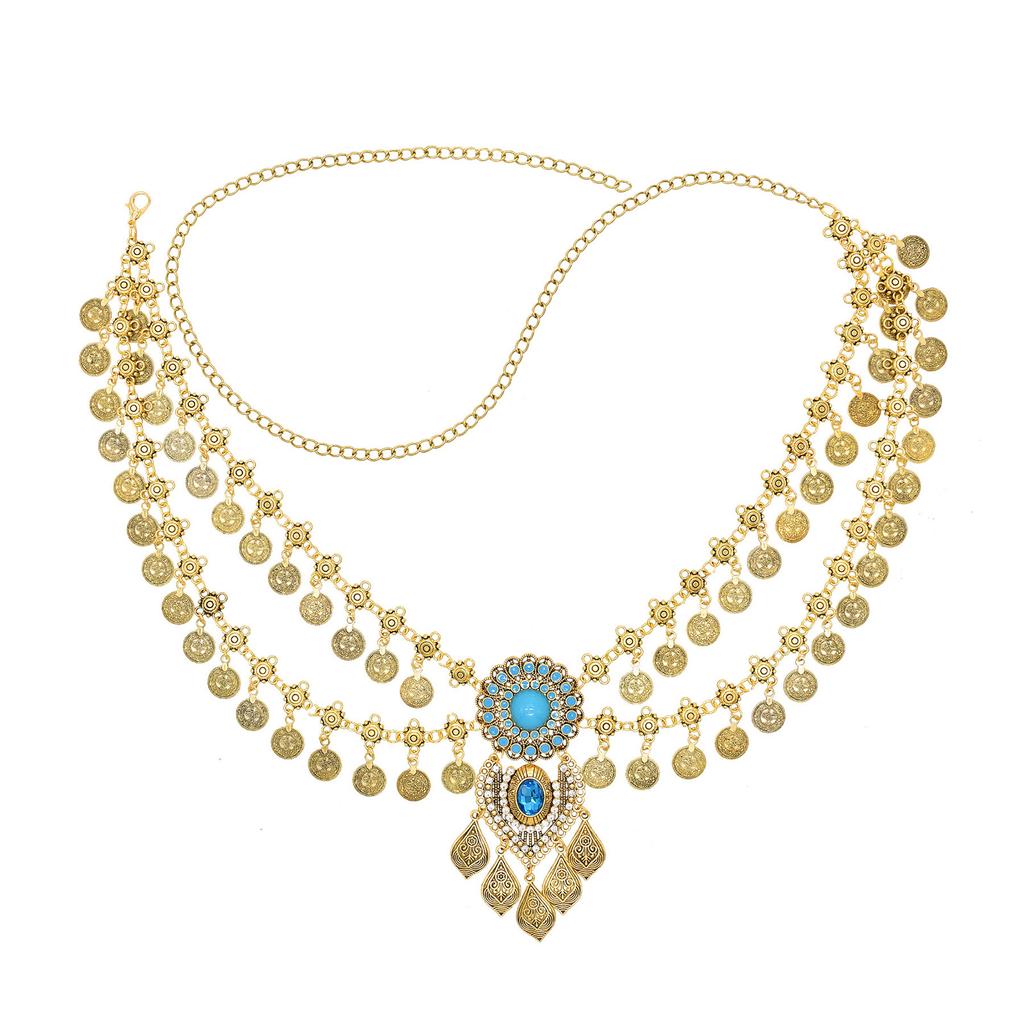 Ретро Цепь Пояс Многослойная Цепь для Талии с Монетой и Бахромой Дизайн для Костюмов для Танца Живота и Вечерних Нарядов