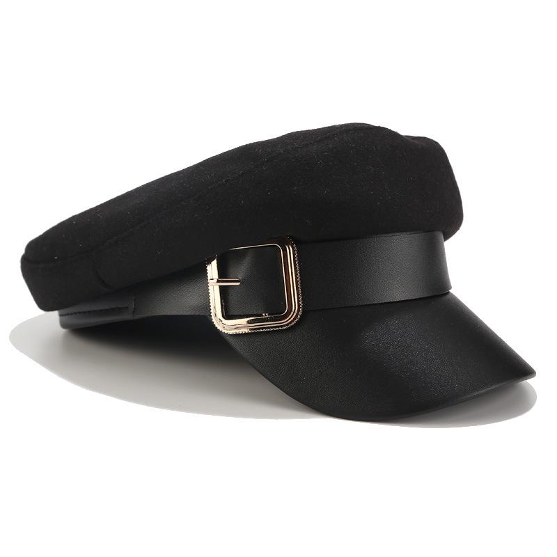 Ins Стиль Берет Военная Кепка Женская Повседневная Плоская Кепка Капитанская Кепка Дальнобойщик Мода Кожаная Путевая Кадетская Кепка Художника Восьмиугольная Кепка