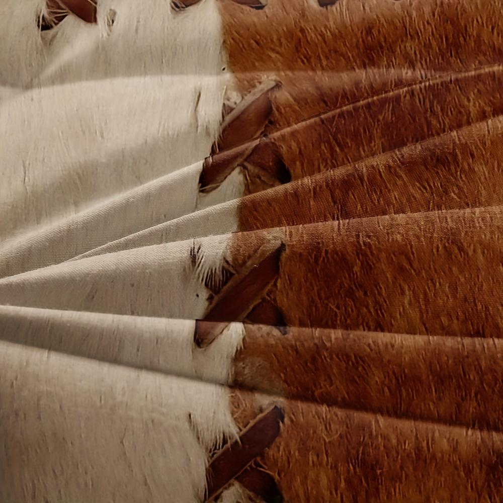 3Pcs Rustic Cowhide Style Duvet Cover Set Fur Pattern Stitching Print Soft Comfortable Bedding For Bedroom