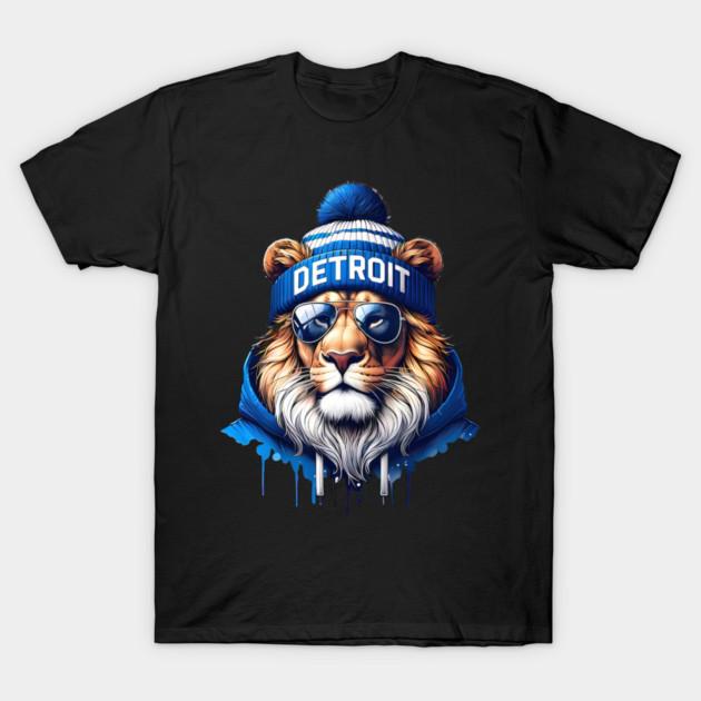Asian Size Cotton Unisex Tshirt Print T-shirt Detroit Lions - Street Style King T-shirt No-Cut Print Regular Fit