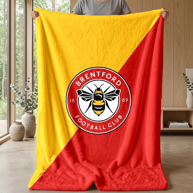 Brentford Football Print Flannel Blanket, Soft Warm Lightweight Throw Blanket for Sofa Bed Camping