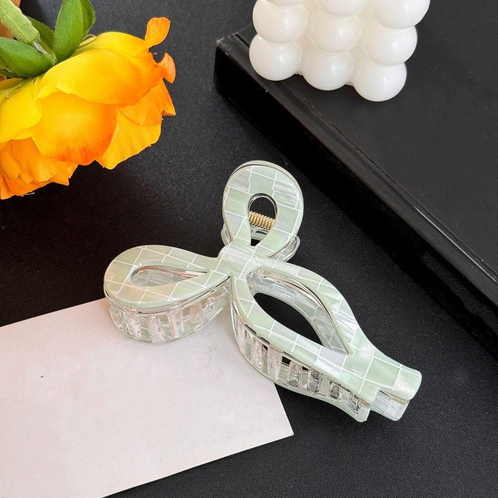 Colorful Acetate Grab Clip Korean Style Large Shark Clip Elegant Bow Hair Claw  Ladies