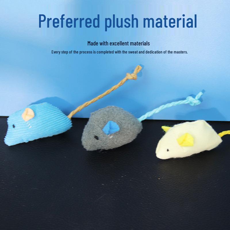 Cute Plush Mint Mouse Cat Toy for Self-Entertainment and Relief