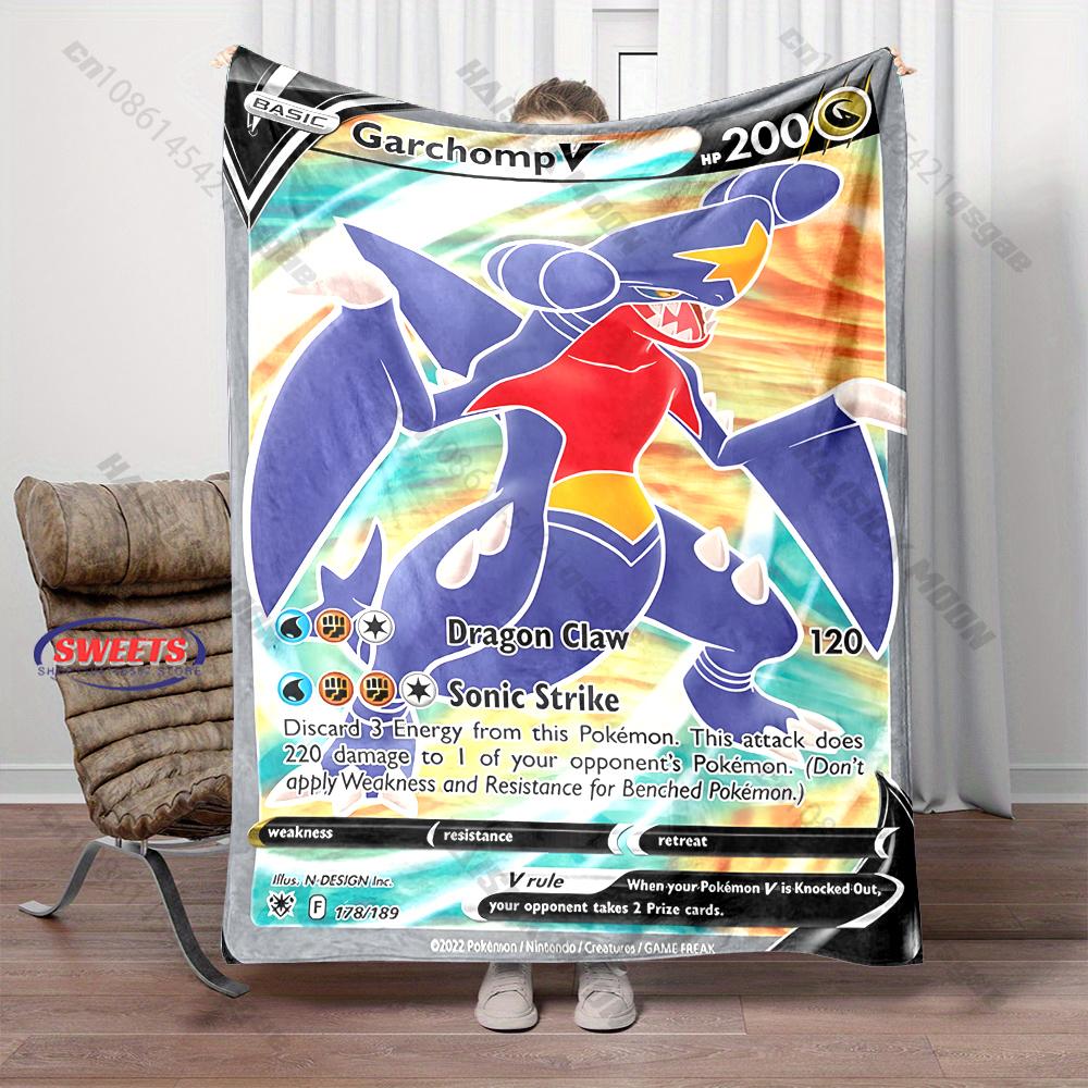 Free Shipping! Pokemon Garchomp Cards Print Blanket Warm Soft Comfortable Home Travel Sofa Bedding Cover Blanket Holiday Gift