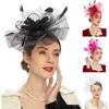Свадебный головной убор Модная сетчатая повязка на голову с перьями для коктейля, чаепития, повязка на голову, аксессуары для волос