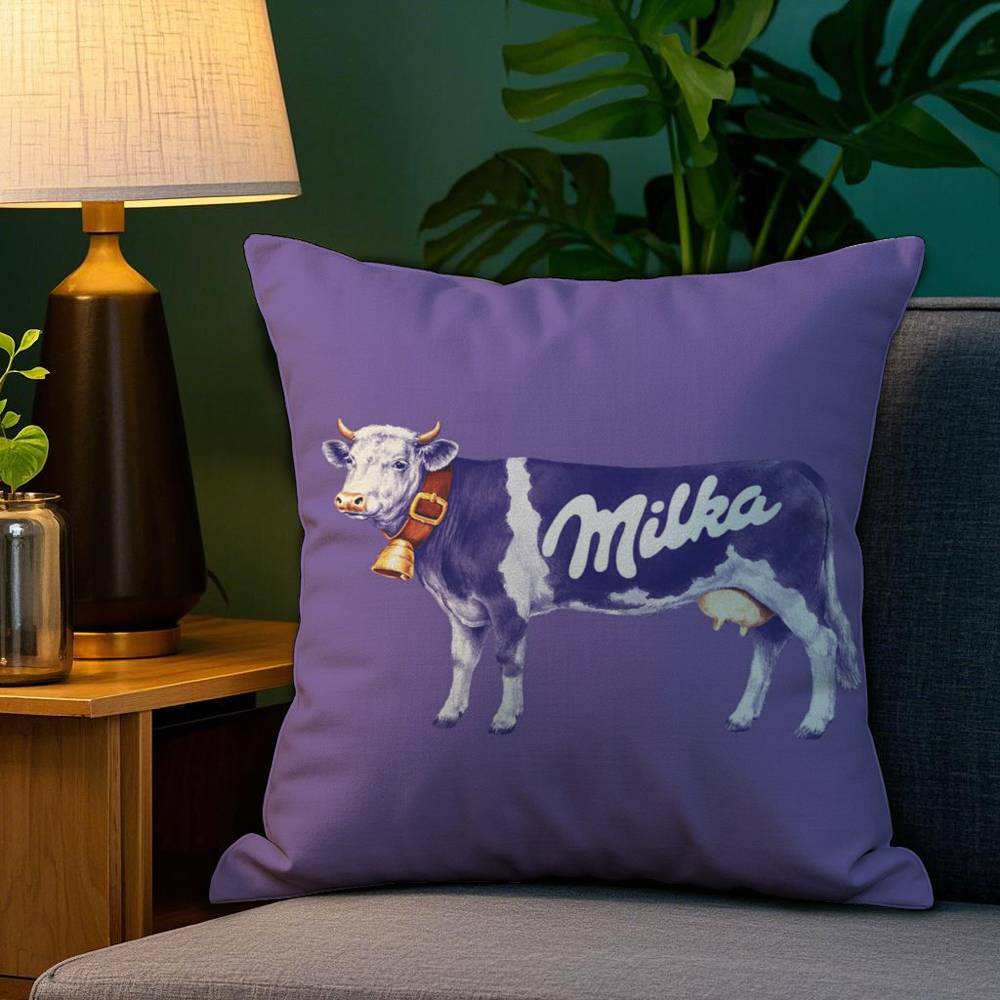 Смешная фиолетовая наволочка Milka, плюшевая ткань, мягкая, с двусторонним принтом, чехол на диванную подушку, наволочки для декоративных подушек