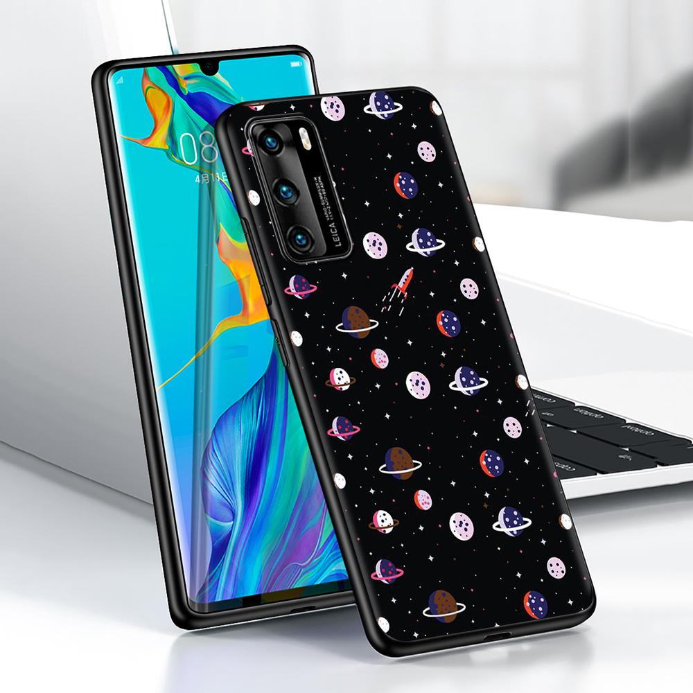 Чехол с забавным космическим космонавтом для Huawei P30 P Smart Z P40 Lite E P20 Y6 Y7 Y9 Honor 8X Play 9A 50 20 Pro, черный мягкий чехол