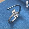 925 Sterling Silver Dragonfly AAA Zircon Open Ring Fashion Wedding Jewelry