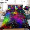 Rainbow Galaxy Duvet Cover Rainbow Quilt Cover Set Colorful Stars Space Psychedelic Polyester Bedding Set Double Queen King Size