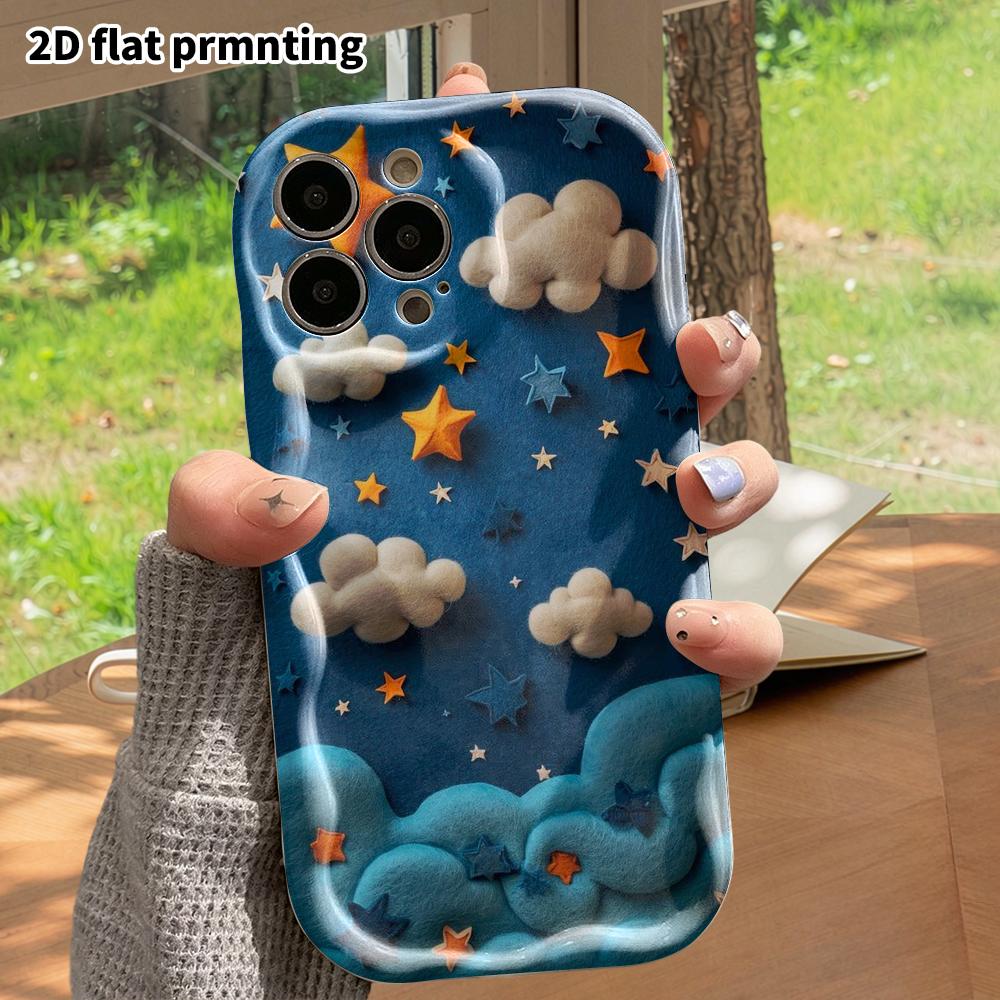 Phone Case: 2D flat, fits iPhone 18, 17, 16, 15, 14, 13, 12Pro protective case, felt starry sky, perfect Christmas and Halloween holiday gift