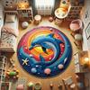 Круглый Ковер, Ковер с Мозаикой Дельфин Ракушка, Круглый Ковер в Морском Стиле, Прибрежный Коврик для Пола, Домик на Пляже, Любитель Моря, Морской Декор