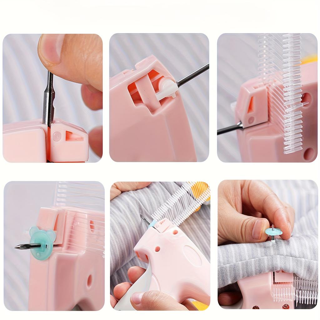 Мини-степлер Stitchy для быстрой фиксации одежды, с 30 светящимися в темноте пряжками-мишками и инструментом для 666 микро-меток для крепления