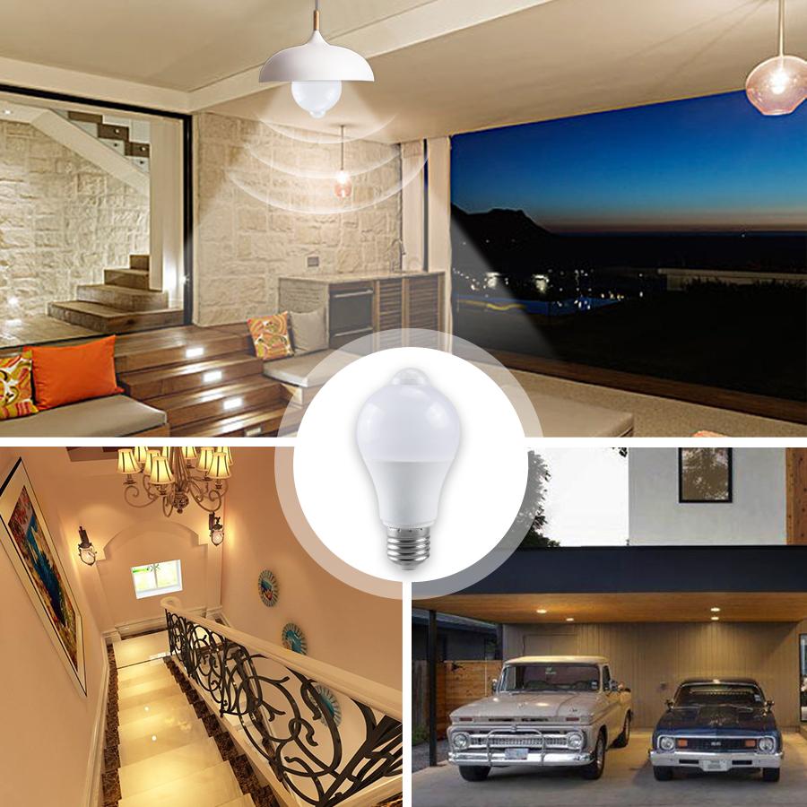 E27 PIR Motion Sensor Lamp 12W LED Bulb with Motion Sensor Infrared Motion Detector Security Light