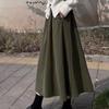 Autumn Winter Women's Plus Size Retro Corduroy Midi Skirt Loose Slim-Fitting A-Line Umbrella Skirt