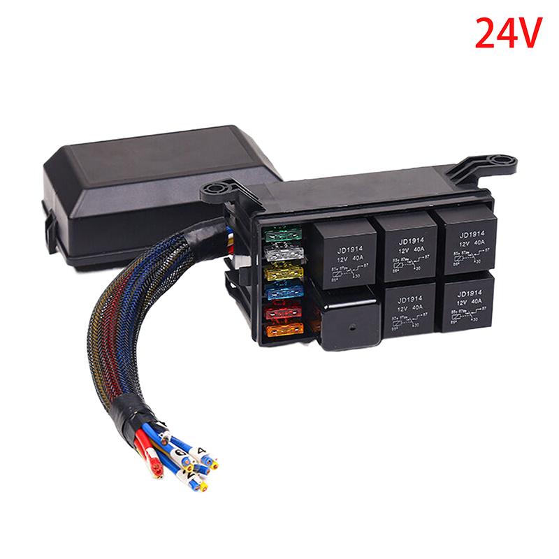 12 В 24 В релейный блок, 6-позиционный релейный предохранительный блок 12 AWG с предварительной проводкой, водонепроницаемый релейный блок с 6 слотами, блок предохранителей ATC/ATO для автомобиля, морской