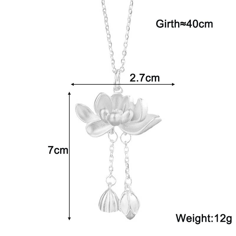 Silver Lotus Pendants Necklaces for Women Silver Chain Simple Design Bohemian Necklaces Minimalist Jewelry