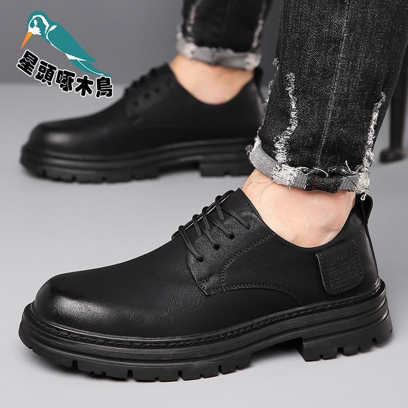[Genuine Leather Cowhide] Men's Leather Shoes Genuine Leather 2025 Korean Edition British Tooling Shoes Anti-Shoes